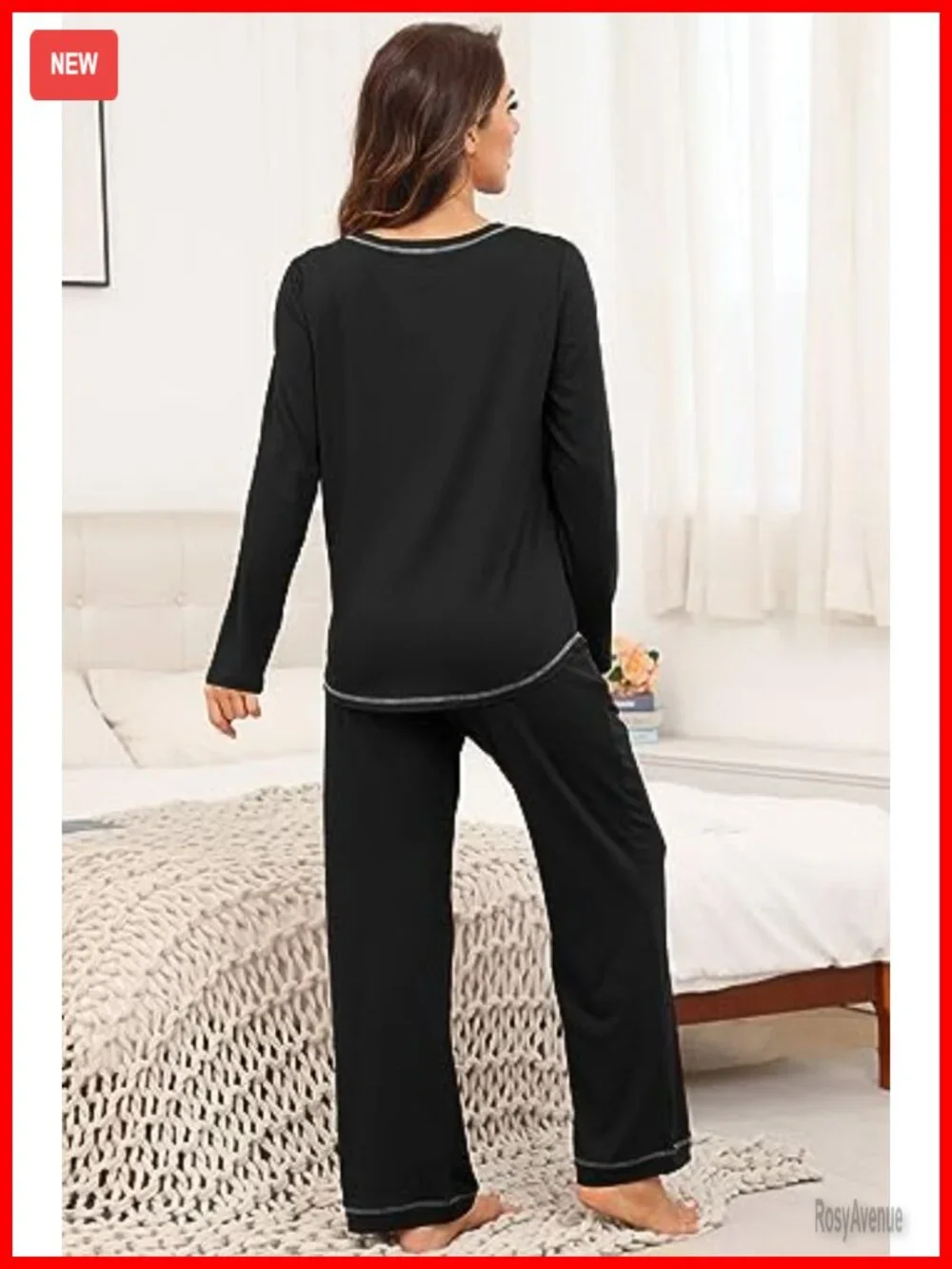 Women's Pajama Set Long Sleeve Lounge Sleepwear Soft 2 Piece with Pockets